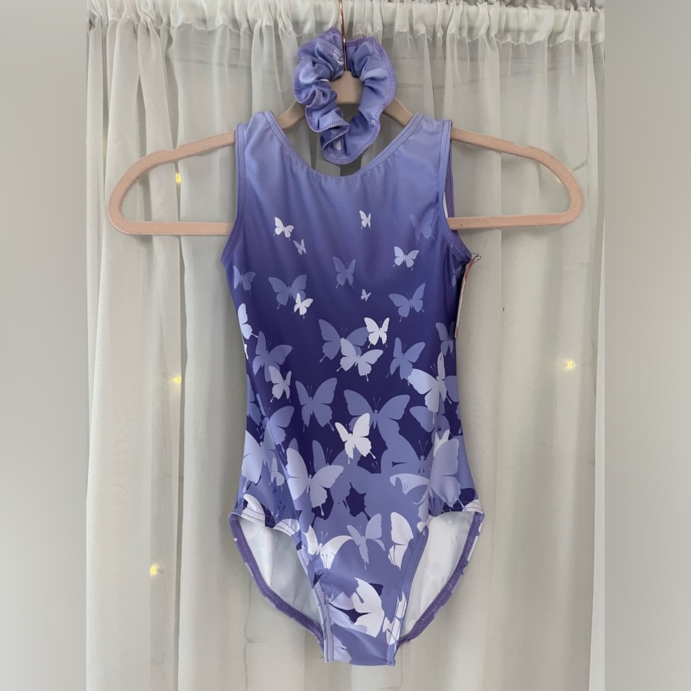 Balera Lavender Butterfly Leotard w/ Scrunchie